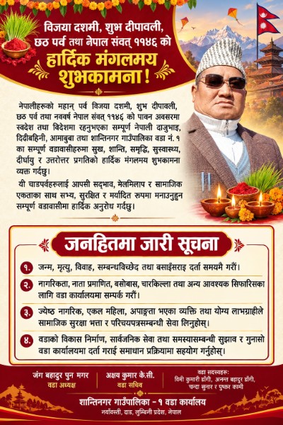 शान्तिनगर गाउँपालिका १ नं. वडा कार्यालय नयाँवस्ती,दाङ