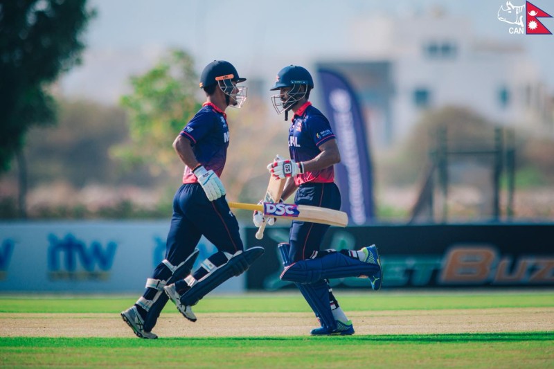 टी–२० विश्वकप छनाेट : नेपालले यूएईलाई दियाे १ सय ४१ रनकाे लक्ष्य